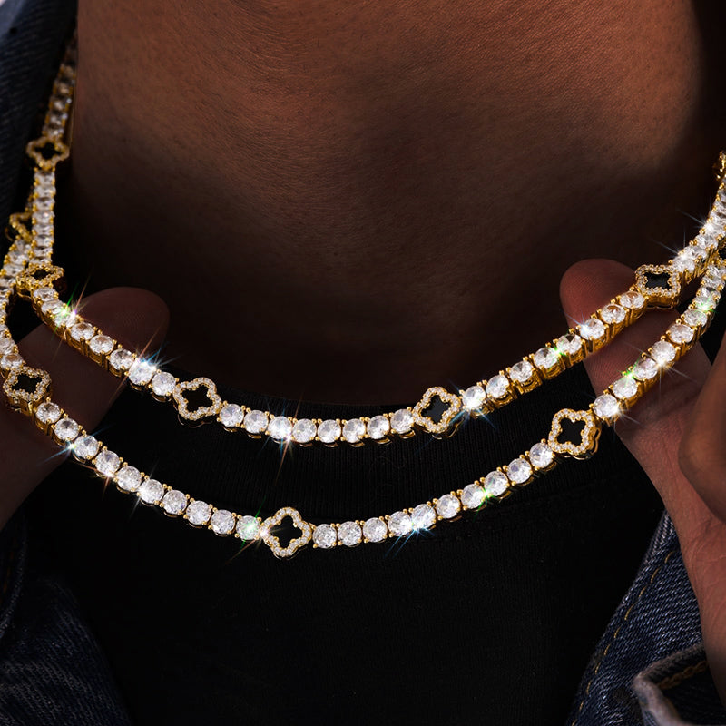 Tennis Chain Gold/Silver Plated Zircon Necklace Luxury Hip Hop Jewelry for Men Women