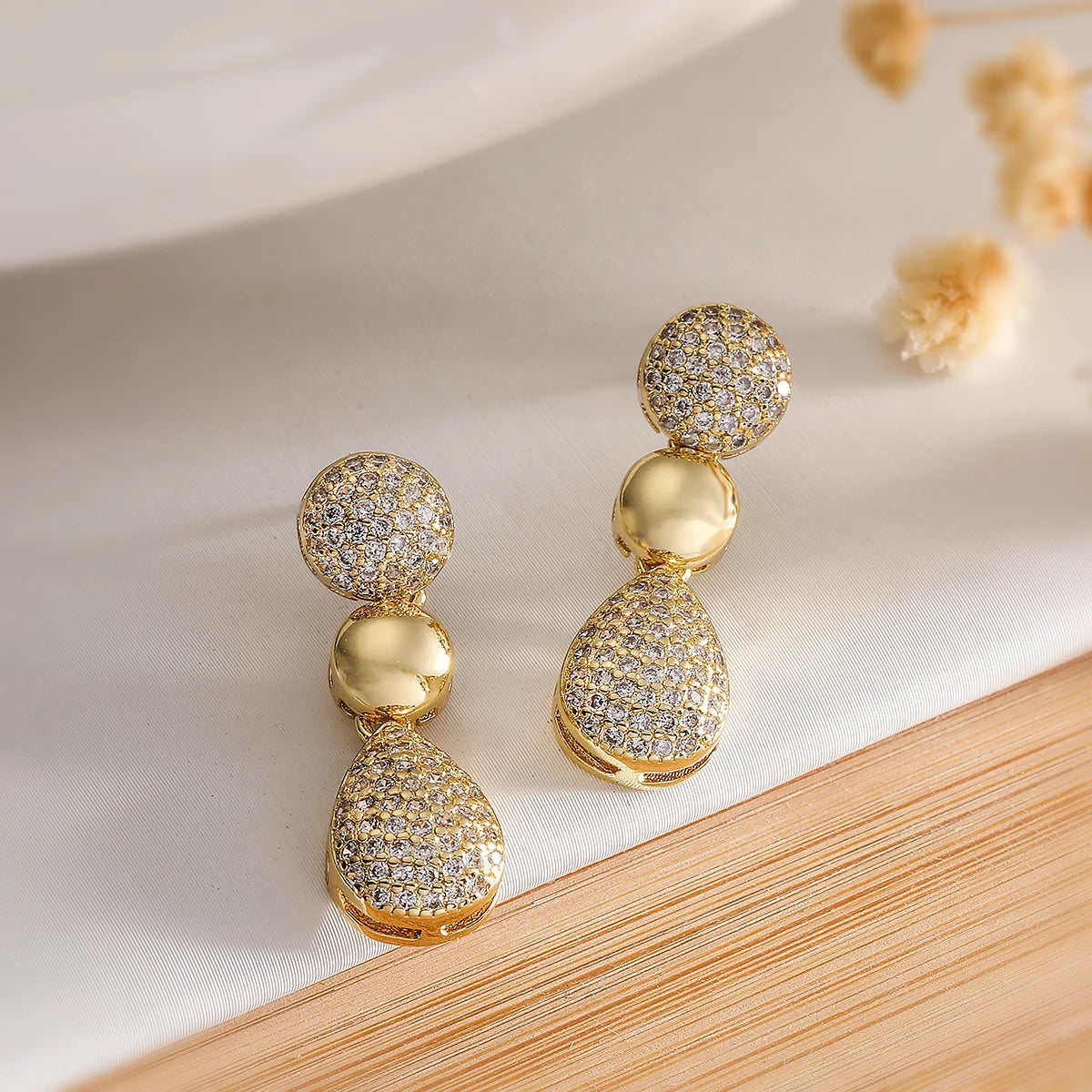 Ball Shape Long Dangle Earrings For Women High Polish Jewelry