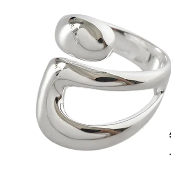 Elegant Irregular Zircon Silver Ring – 925 Sterling Cocktail Ring for Women
