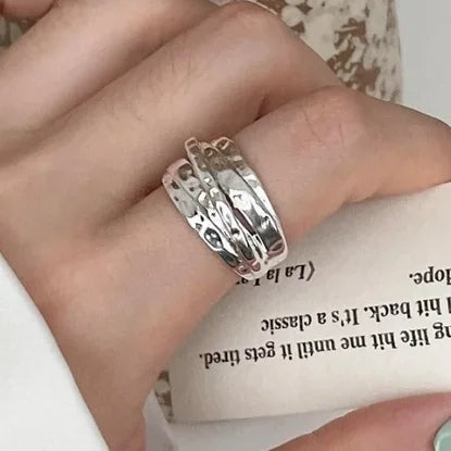 Elegant Irregular Zircon Silver Ring – 925 Sterling Cocktail Ring for Women
