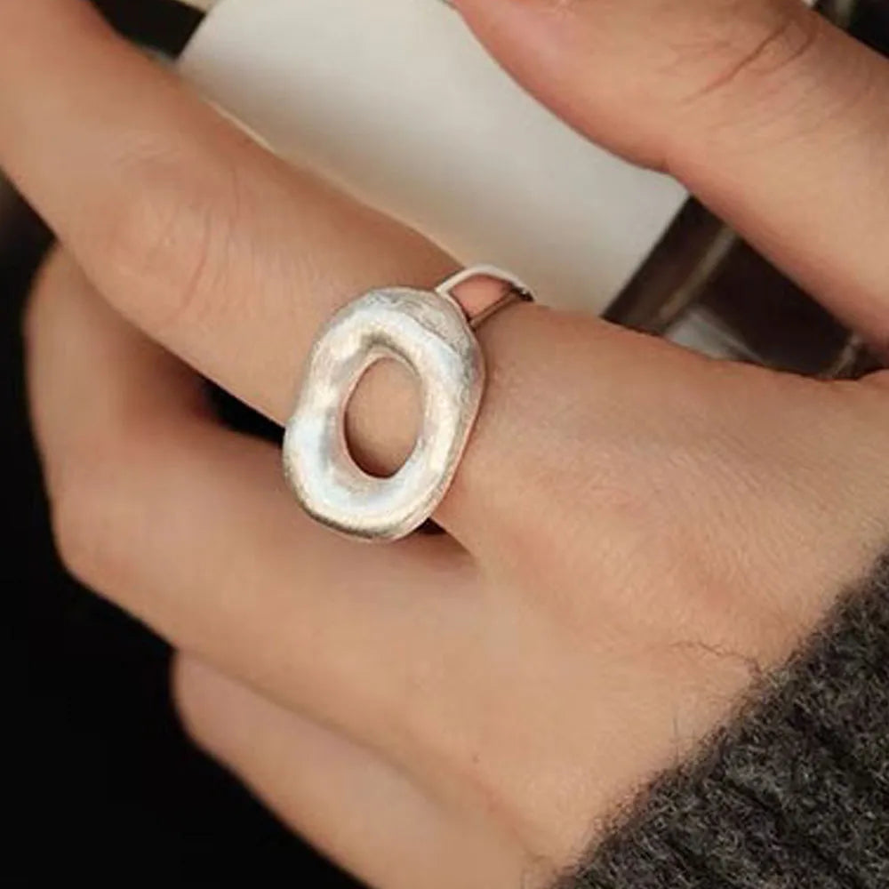 Elegant Irregular Zircon Silver Ring – 925 Sterling Cocktail Ring for Women