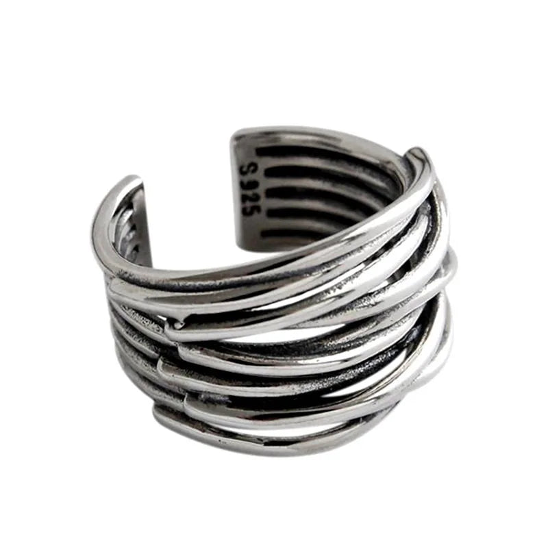 Elegant Irregular Zircon Silver Ring – 925 Sterling Cocktail Ring for Women
