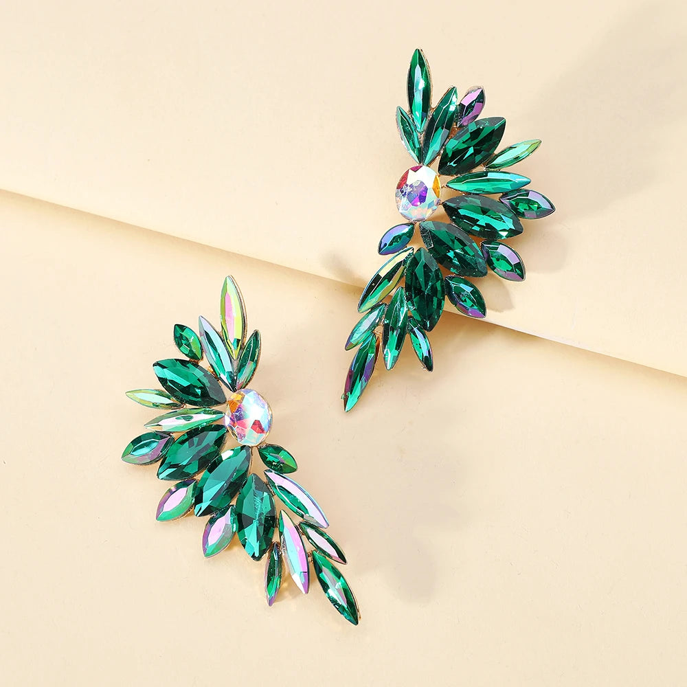 Sparkly Crystal Glass Big Stud Earrings For Women Luxury Design