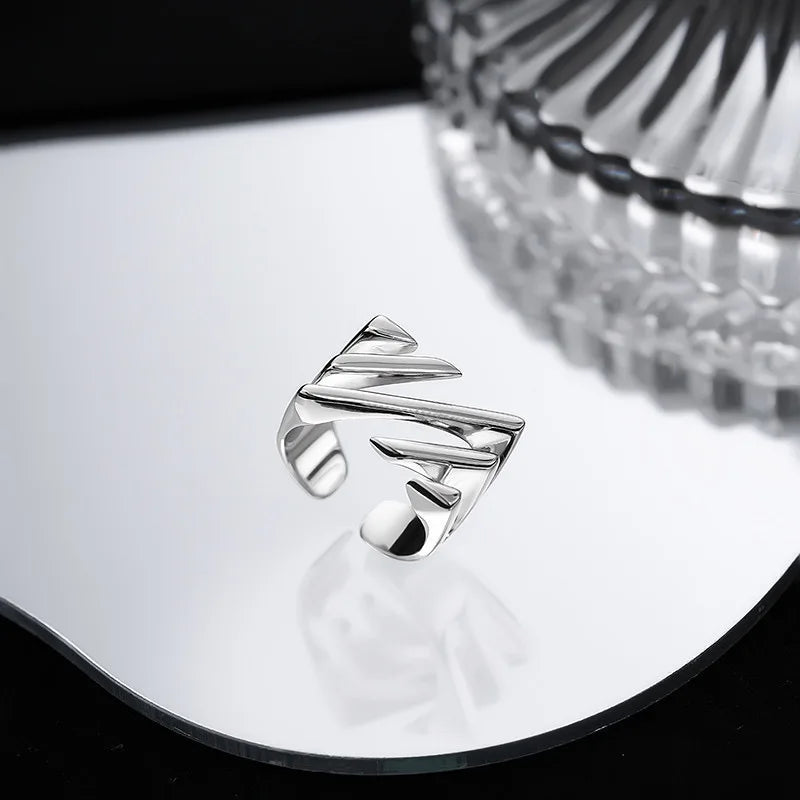 Elegant Irregular Zircon Silver Ring – 925 Sterling Cocktail Ring for Women