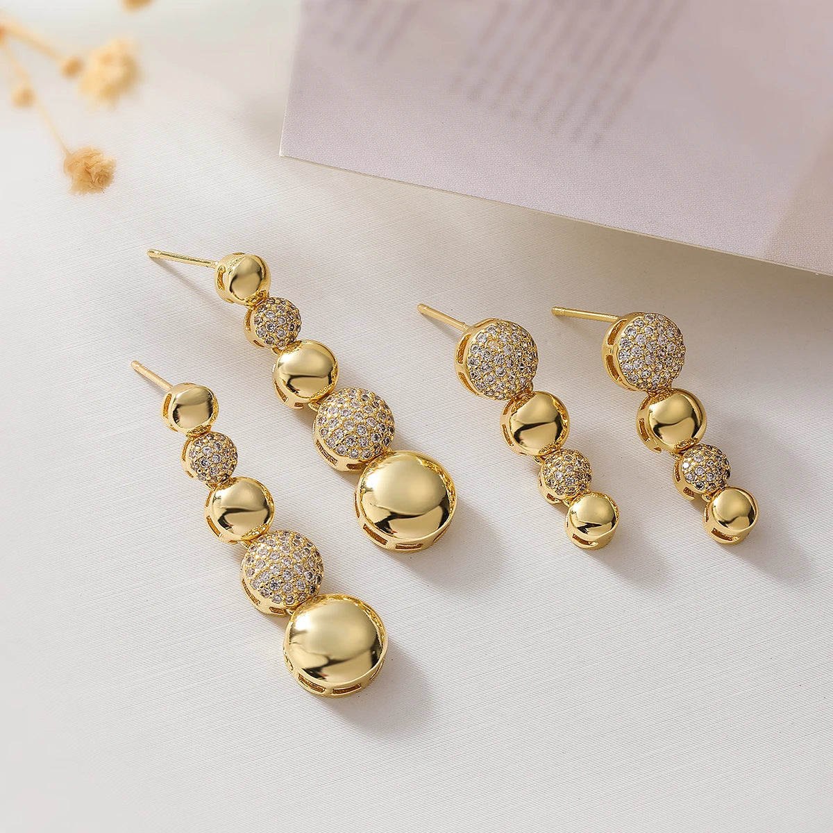 Ball Shape Long Dangle Earrings For Women High Polish Jewelry