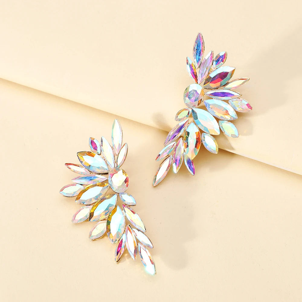 Sparkly Crystal Glass Big Stud Earrings For Women Luxury Design