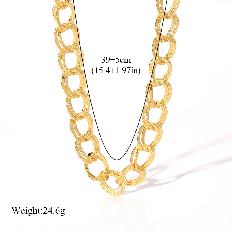 Unique lebal 18K Gold Plated Double Link Chain Necklace Bracelet Set | Unique lebal