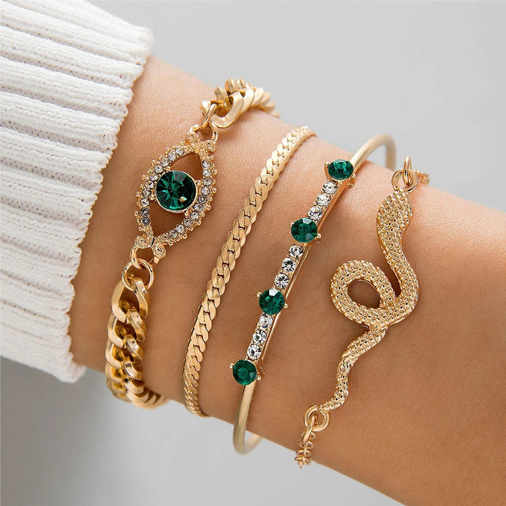 Snake Imitation Gemstone Bangle