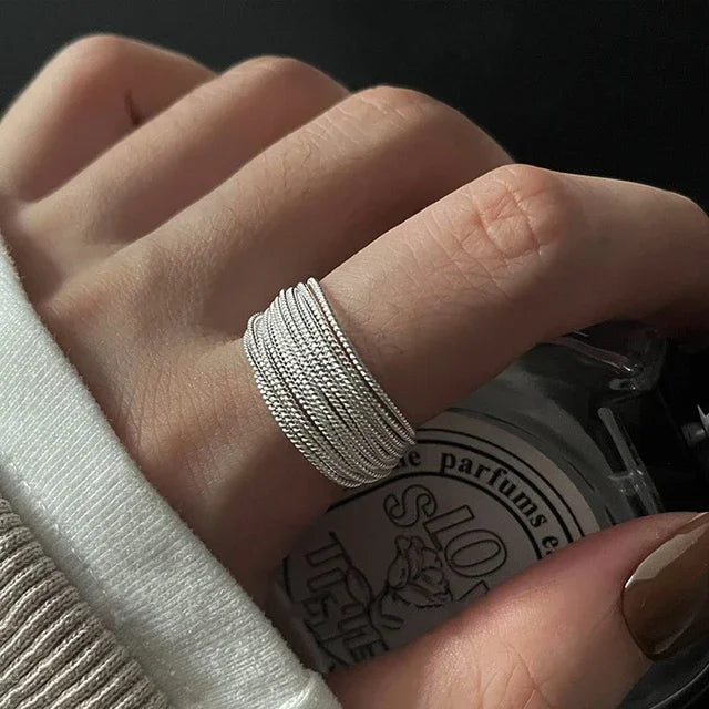 Elegant Irregular Zircon Silver Ring – 925 Sterling Cocktail Ring for Women