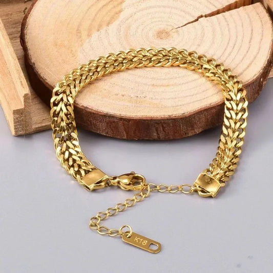 18K Gold Plated  Thick Chain Bracelet for Women & Men | Unique lebal 