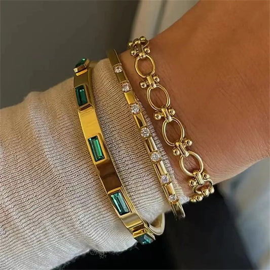 18K Gold Plated Stainless Steel Cubic Zircon Bracelet
