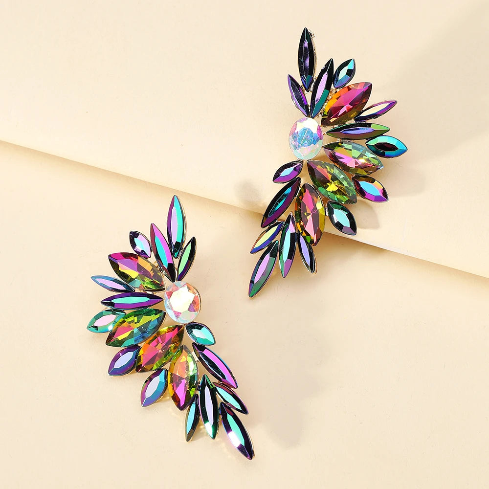 Sparkly Crystal Glass Big Stud Earrings For Women Luxury Design