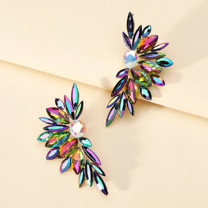 Sparkly Crystal Glass Big Stud Earrings For Women Luxury Design