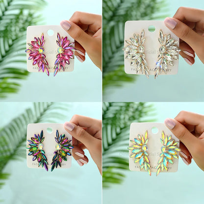 Sparkly Crystal Glass Big Stud Earrings For Women Luxury Design