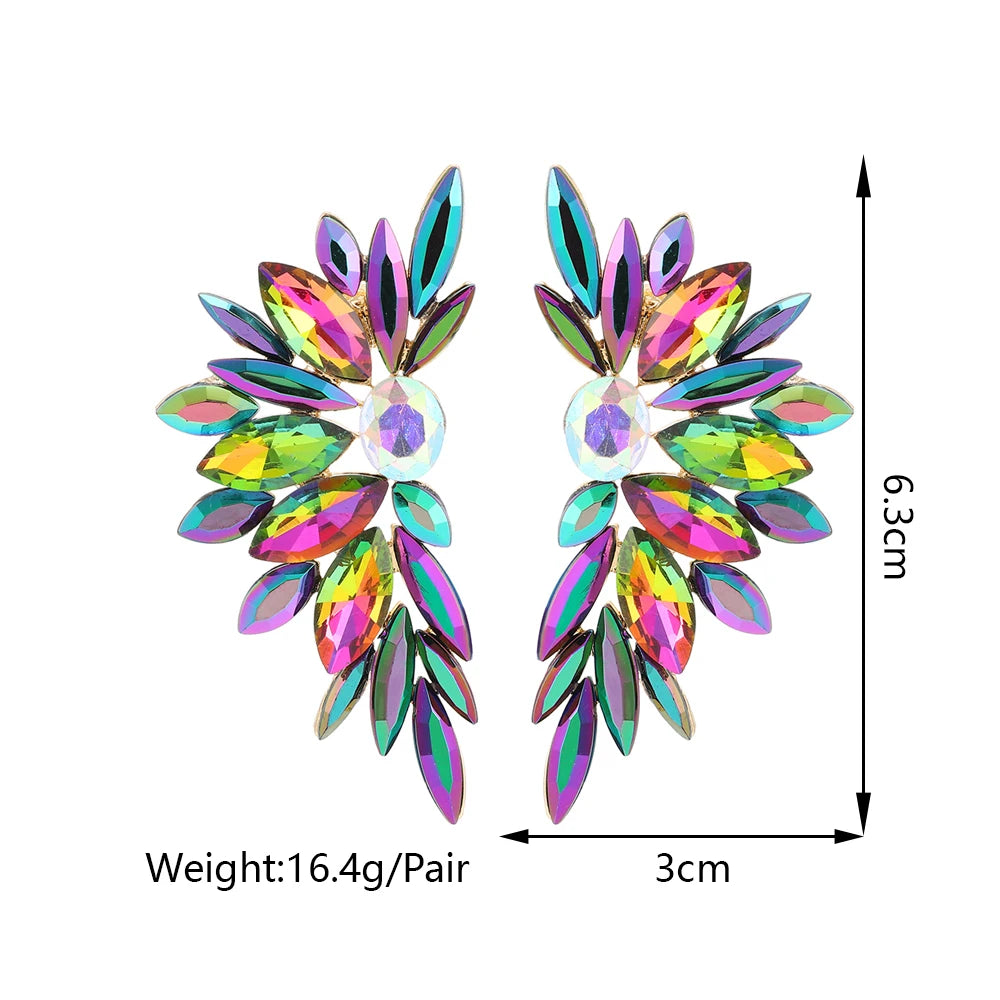 Sparkly Crystal Glass Big Stud Earrings For Women Luxury Design
