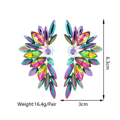 Sparkly Crystal Glass Big Stud Earrings For Women Luxury Design