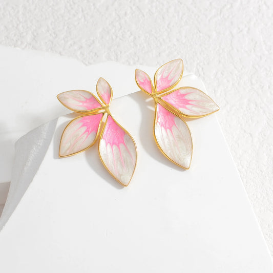 Oil Drip Leaf Stud Earrings