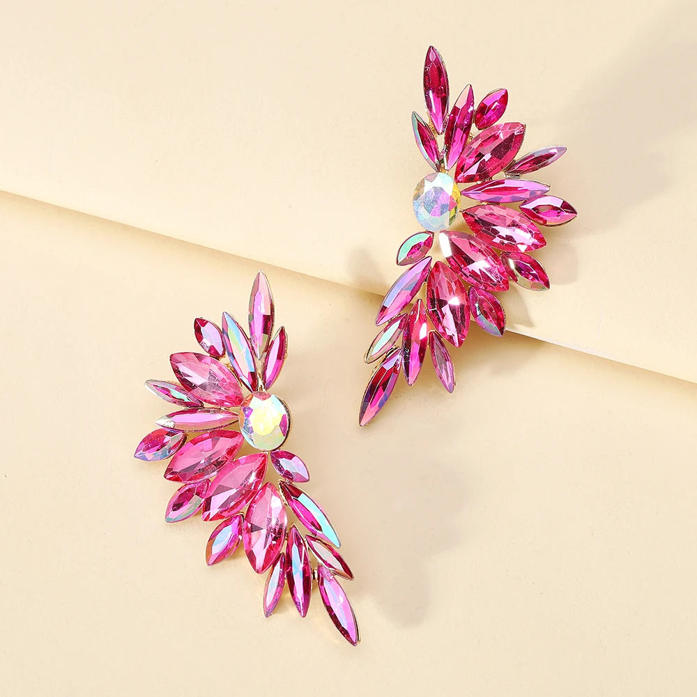 Sparkly Crystal Glass Big Stud Earrings For Women Luxury Design