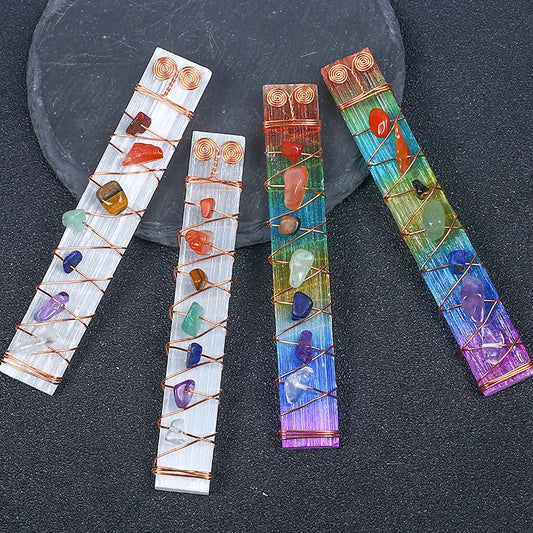 7 Chakra Selenite Stick Natural Crystal Tumble Stone