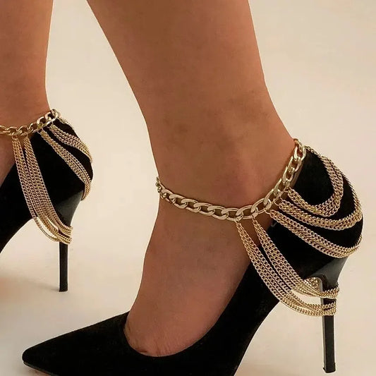 Sexy Multilayer Long Tassel Chain Anklets Jewelry