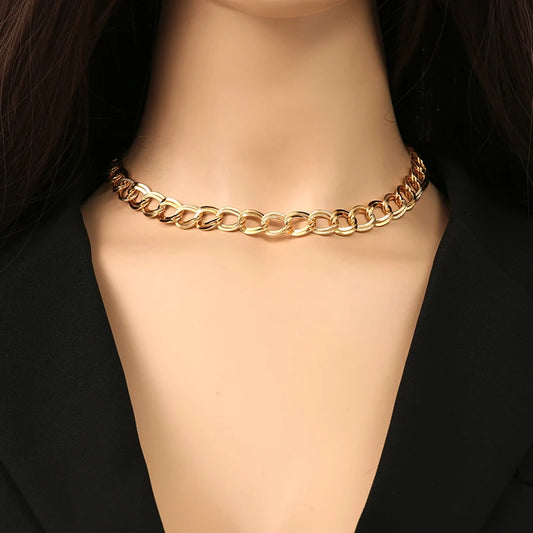 Unique lebal 18K Gold Plated Double Link Chain Necklace Bracelet Set | Unique lebal
