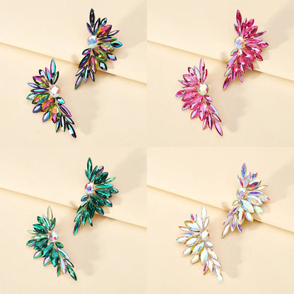 Sparkly Crystal Glass Big Stud Earrings For Women Luxury Design