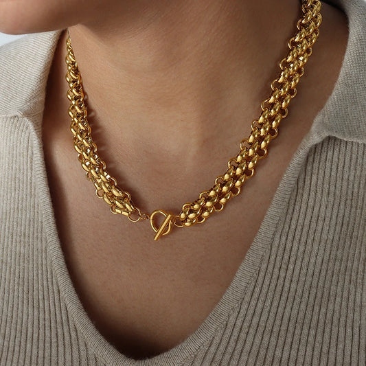 Gold-plated Cool Charm Watch Strap Chain Necklaces Bracelets For Women