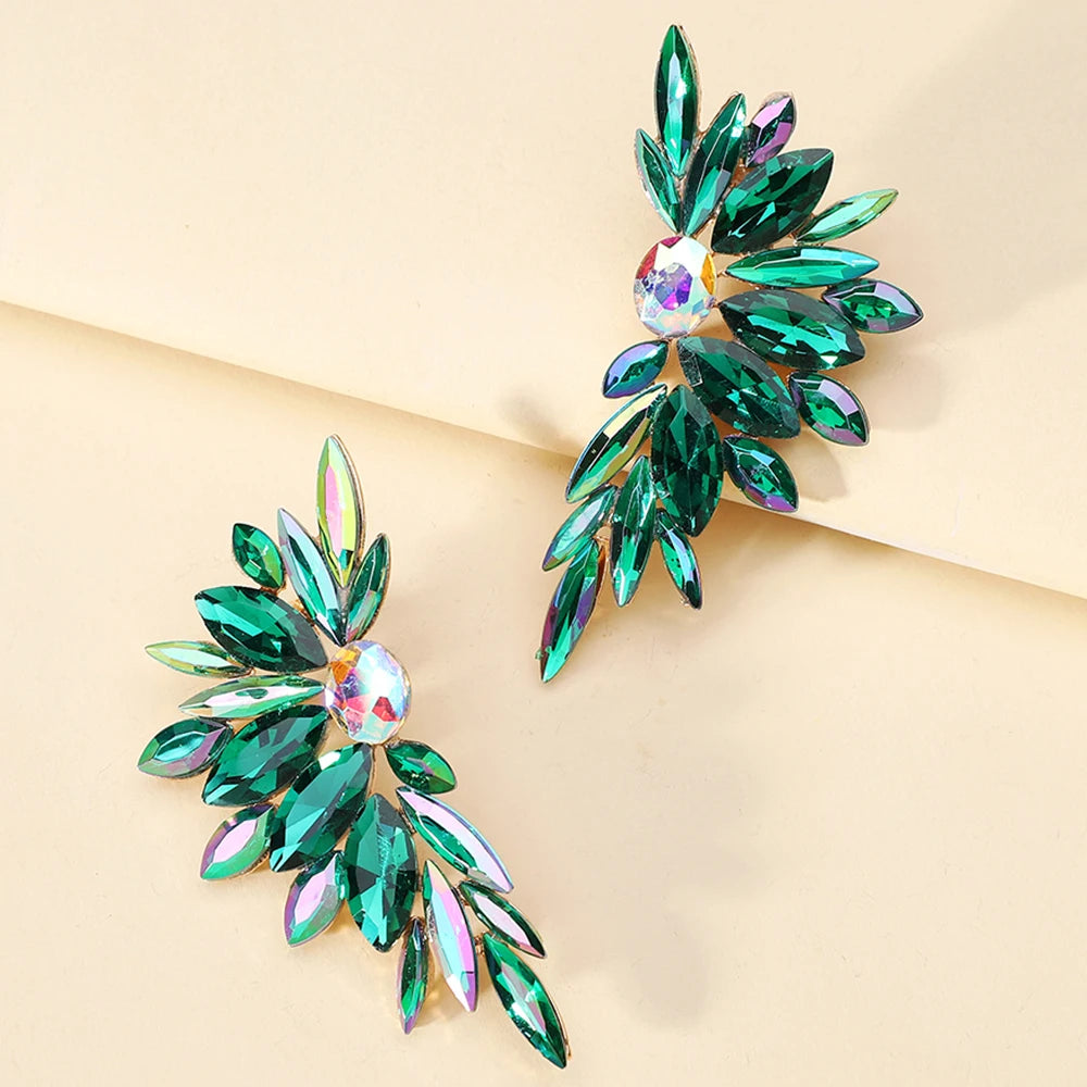 Sparkly Crystal Glass Big Stud Earrings For Women Luxury Design