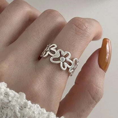 Elegant Irregular Zircon Silver Ring – 925 Sterling Cocktail Ring for Women