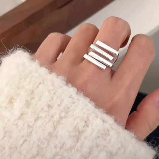 Geometric Handmade Irregular Retro Ring ( 925 Sterling Silver)