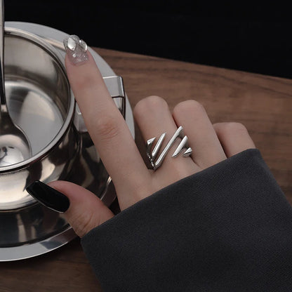 Elegant Irregular Zircon Silver Ring – 925 Sterling Cocktail Ring for Women