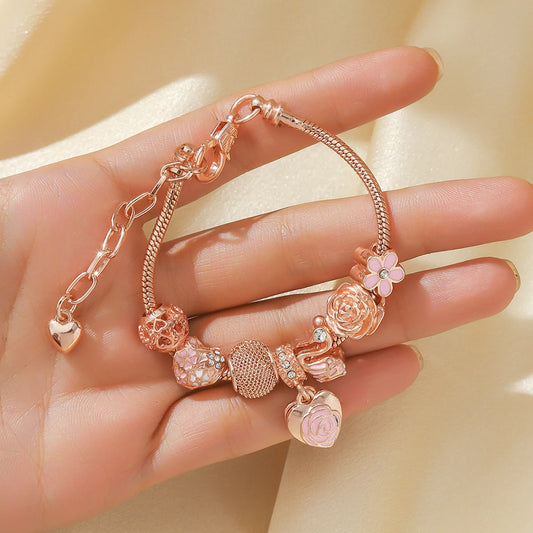 Drip Oil Rose Love Little Swan  Bracelet Jewelry