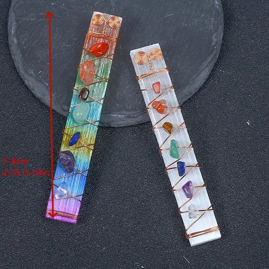 7 Chakra Selenite Stick Natural Crystal Tumble Stone